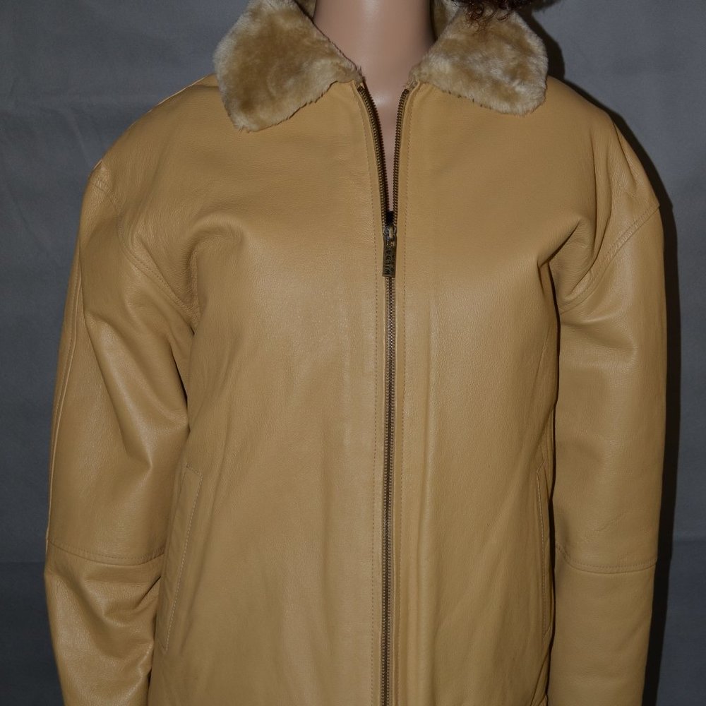WILDA TAN GENUINE LEATHER JACKET SIZE XL